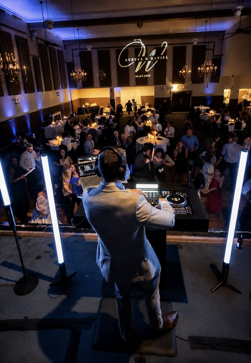Overhead view of wedding reception